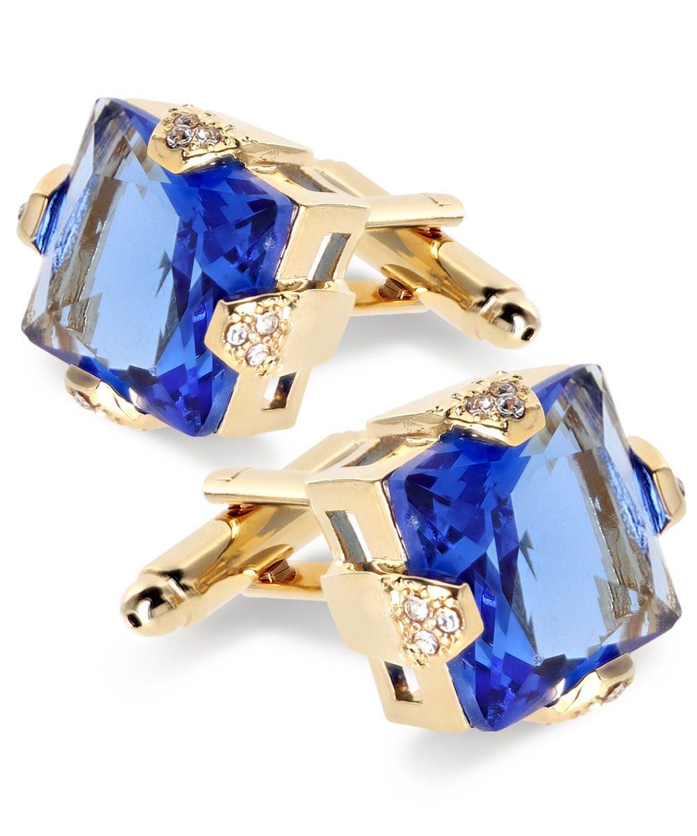 Vittorio Vico Princess Cut Colorstone Cufflinks: CL13XX Series - Royal Blue and Gold - Cufflinks - Vittorio Vico