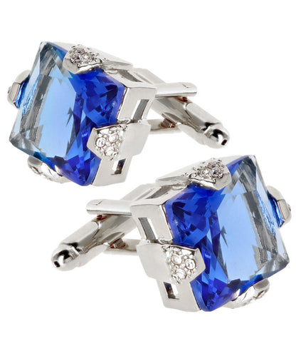 Vittorio Vico Princess Cut Colorstone Cufflinks: CL13XX Series - Royal Blue and Silver - Cufflinks - Vittorio Vico