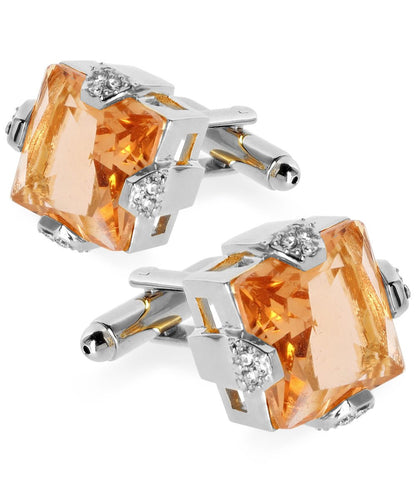 Vittorio Vico Princess Cut Colorstone Cufflinks: CL13XX Series - Yellow and Silver - Cufflinks - Vittorio Vico