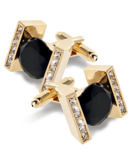 Vittorio Vico Princess Cut Crystal Colorstone Cufflinks: CL14XX Series - Black and Gold - Cufflinks - Vittorio Vico