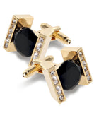 Vittorio Vico Princess Cut Crystal Colorstone Cufflinks: CL14XX Series - Black and Gold - Cufflinks - Vittorio Vico