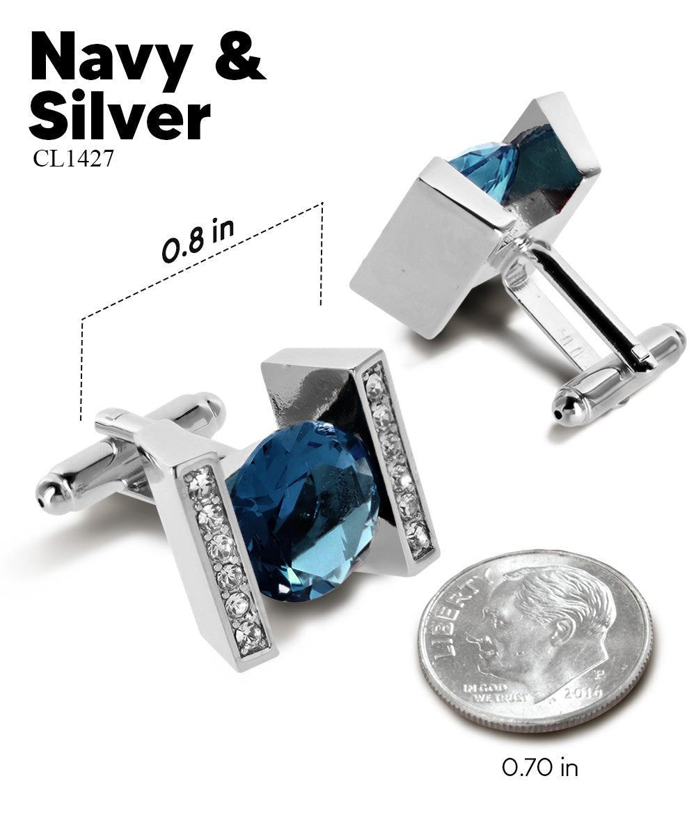 Vittorio Vico Princess Cut Crystal Colorstone Cufflinks: CL14XX Series - Black and Gold - Cufflinks - Vittorio Vico
