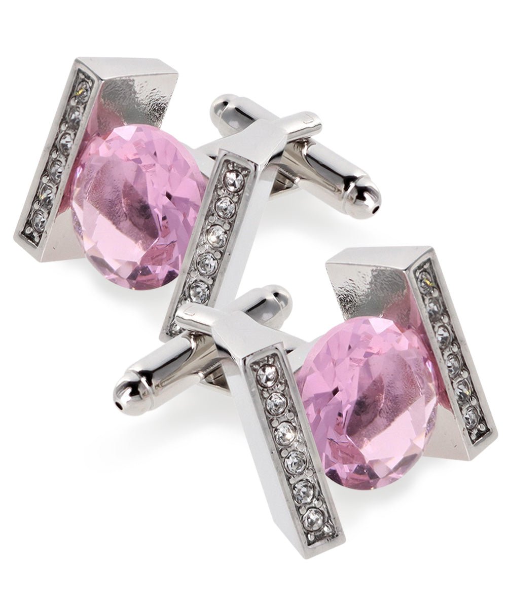 Vittorio Vico Princess Cut Crystal Colorstone Cufflinks: CL14XX Series - Pink and Silver - Cufflinks - Vittorio Vico