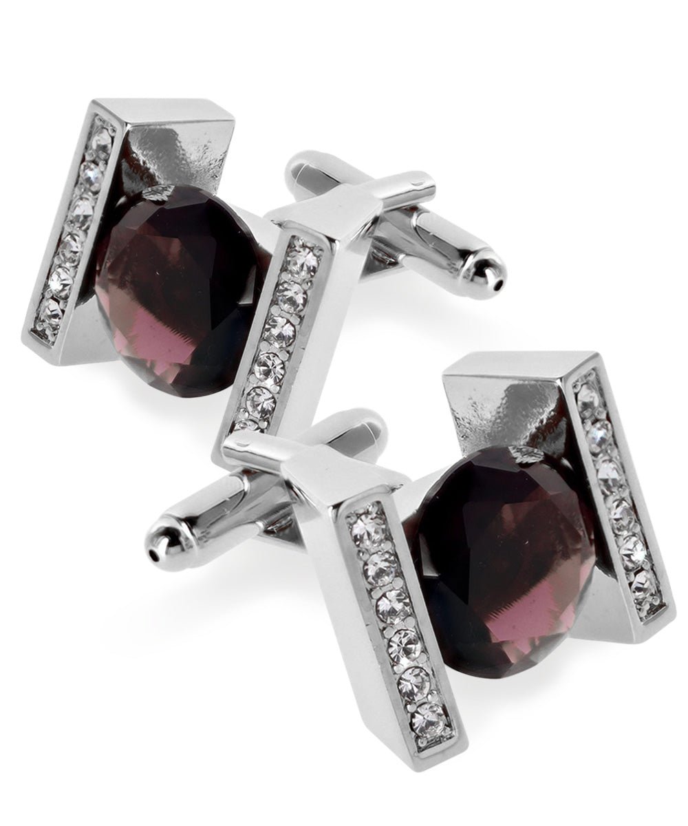 Vittorio Vico Princess Cut Crystal Colorstone Cufflinks: CL14XX Series - Purple and Silver - Cufflinks - Vittorio Vico