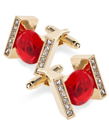 Vittorio Vico Princess Cut Crystal Colorstone Cufflinks: CL14XX Series - Red and Gold - Cufflinks - Vittorio Vico
