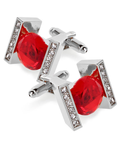 Vittorio Vico Princess Cut Crystal Colorstone Cufflinks: CL14XX Series - Red and Silver - Cufflinks - Vittorio Vico