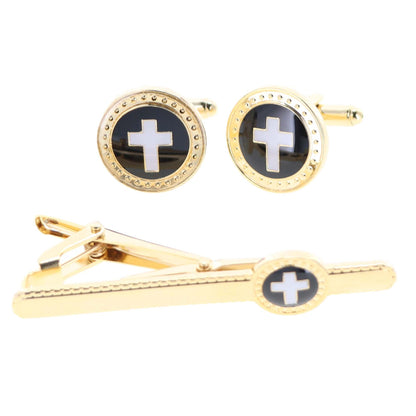 Vittorio Vico Religious Cufflink & Tie Bar Set in Gift Box - Gold - Cufflink & Tiebar Set - Vittorio Vico