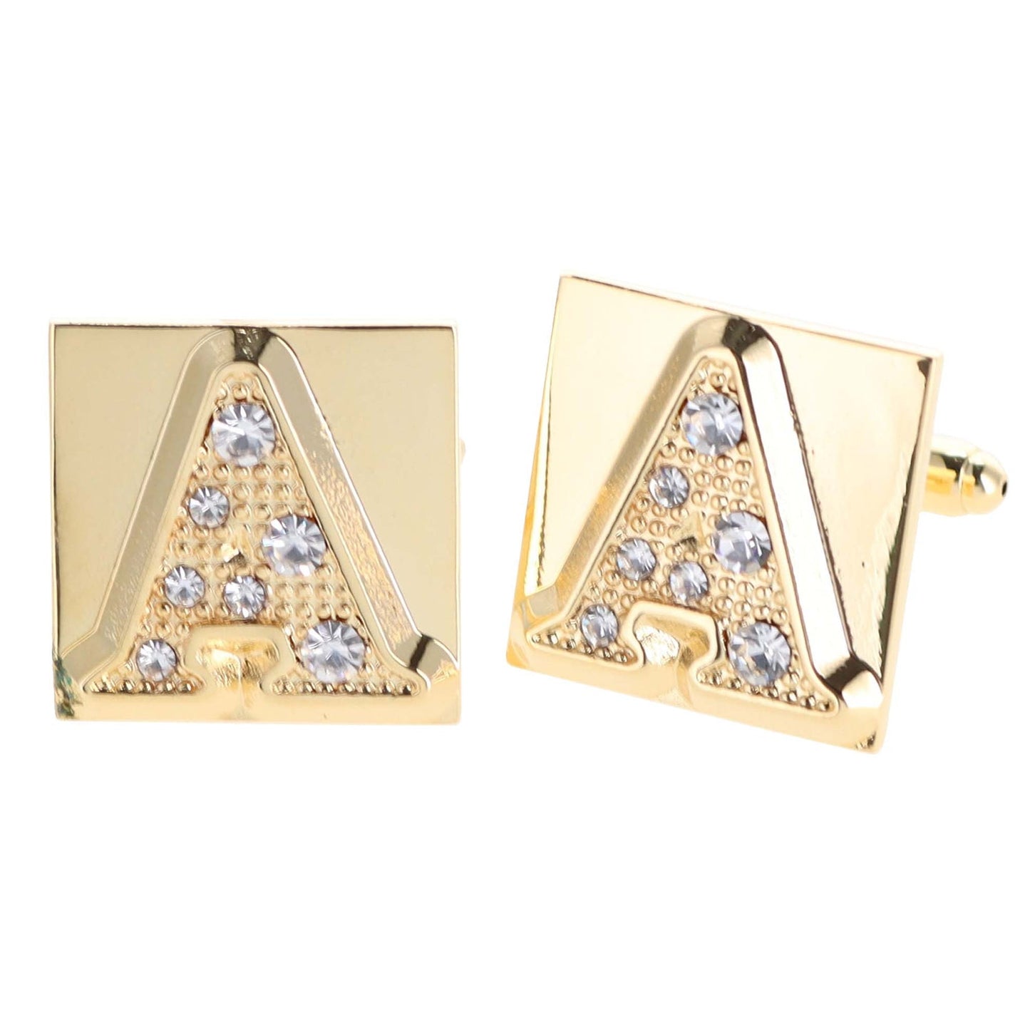 Vittorio Vico Rhinestone Initial Cufflinks in Gift Box - Gold - Initial Cufflinks - Vittorio Vico
