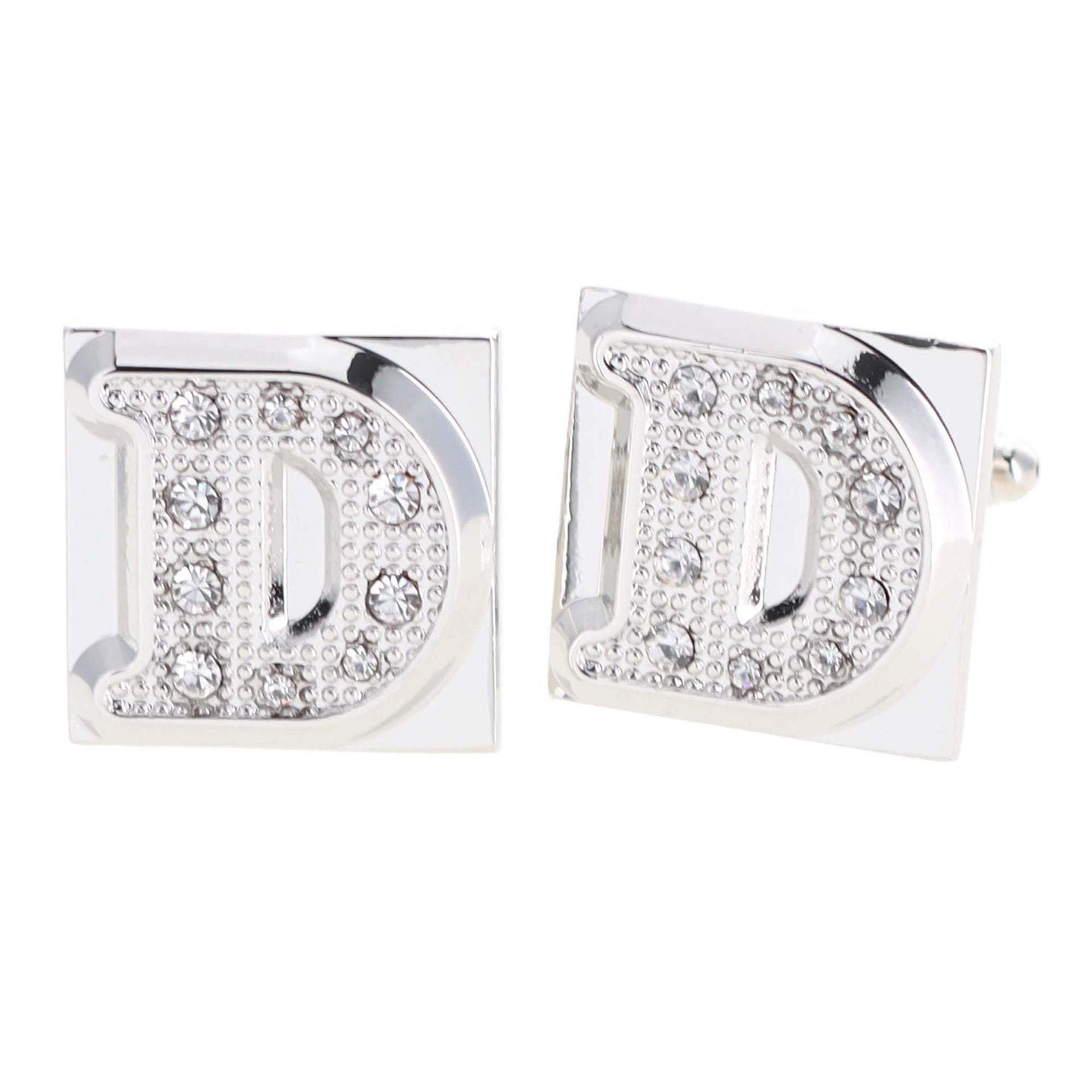 Vittorio Vico Rhinestone Initial Cufflinks in Gift Box - Gold - Initial Cufflinks - Vittorio Vico