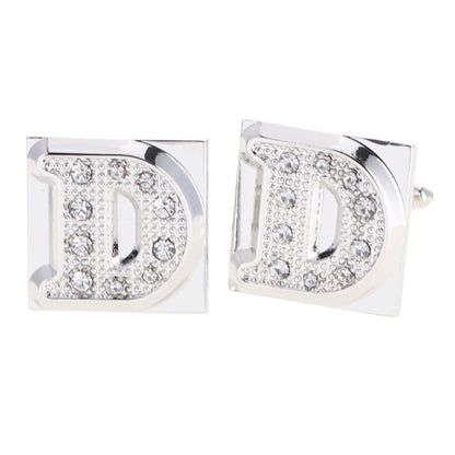 Vittorio Vico Rhinestone Initial Cufflinks in Gift Box - Gold - Initial Cufflinks - Vittorio Vico