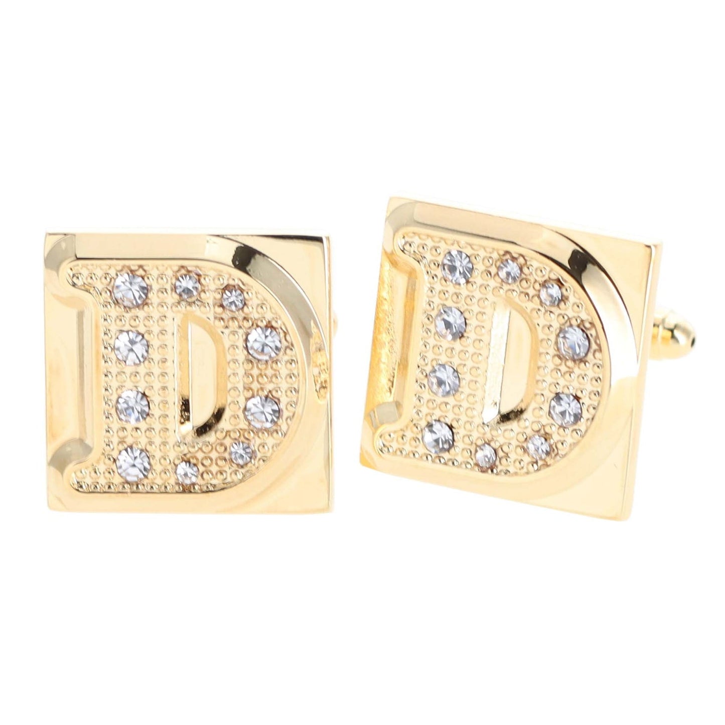 Vittorio Vico Rhinestone Initial Cufflinks in Gift Box - Gold - Initial Cufflinks - Vittorio Vico