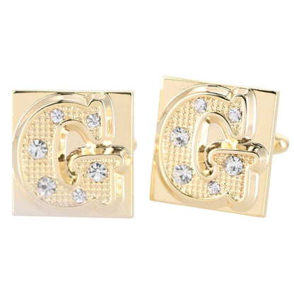 Vittorio Vico Rhinestone Initial Cufflinks in Gift Box - Gold - Initial Cufflinks - Vittorio Vico