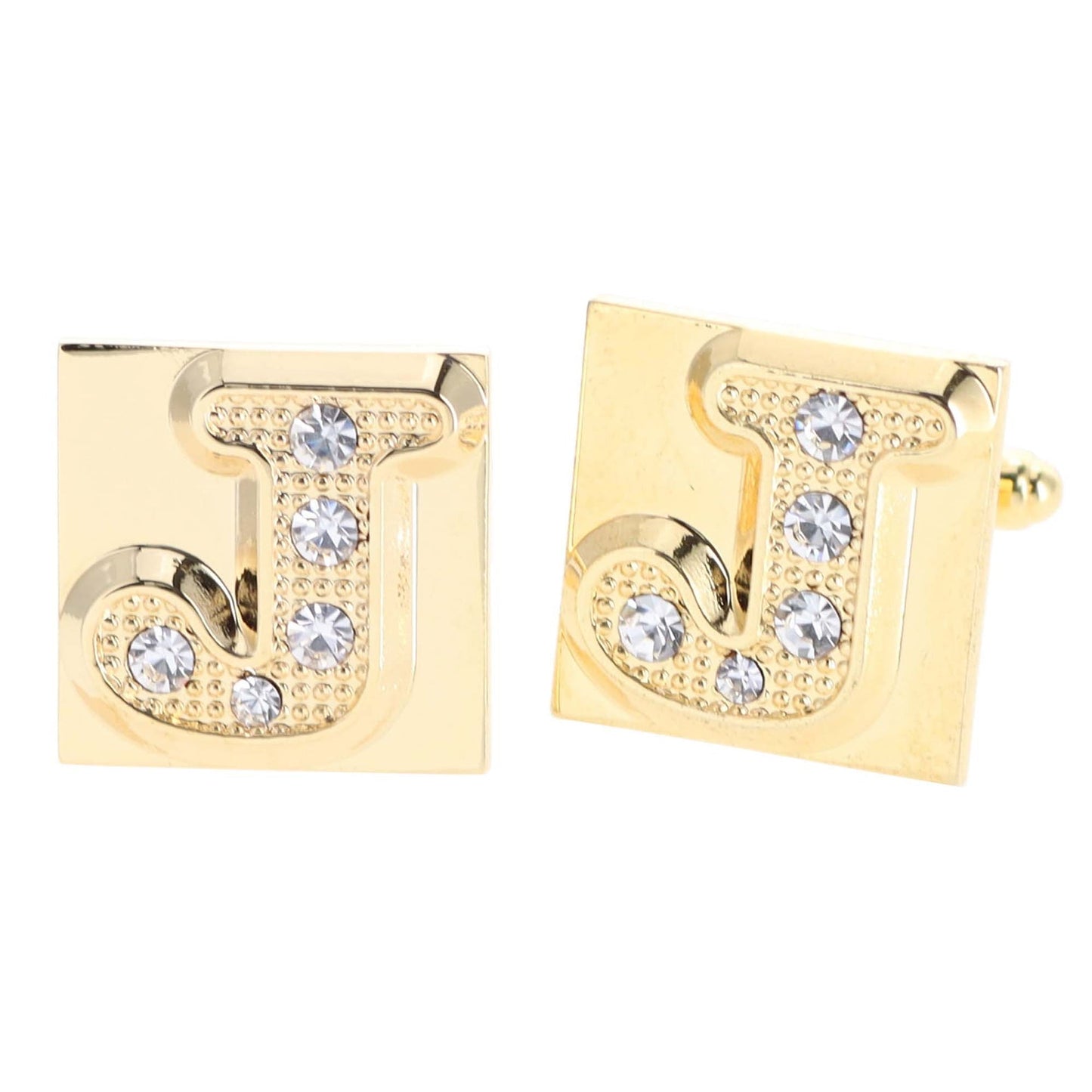 Vittorio Vico Rhinestone Initial Cufflinks in Gift Box - Gold - Initial Cufflinks - Vittorio Vico