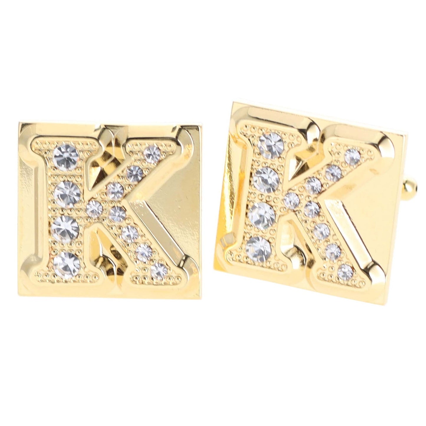 Vittorio Vico Rhinestone Initial Cufflinks in Gift Box - Gold - Initial Cufflinks - Vittorio Vico