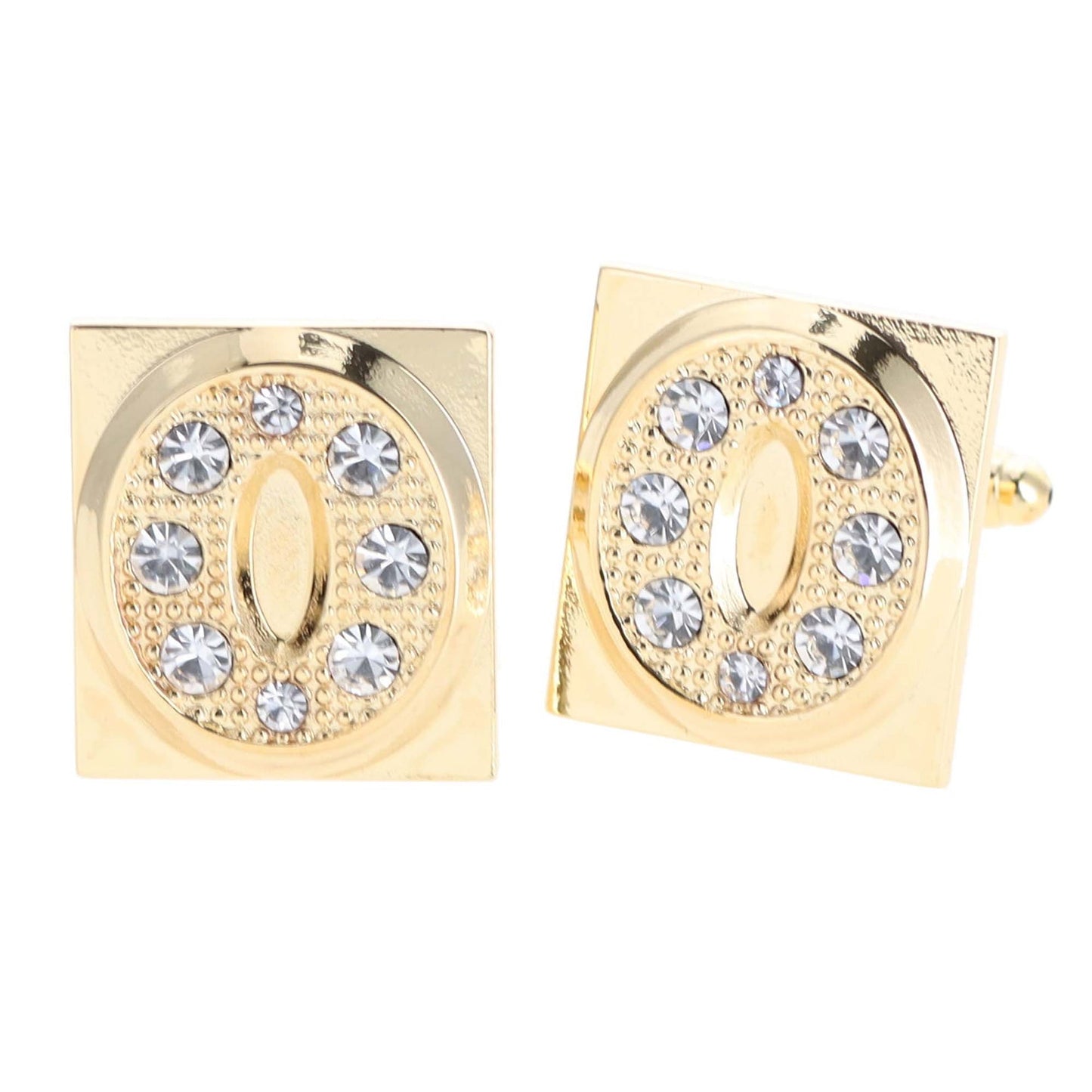 Vittorio Vico Rhinestone Initial Cufflinks in Gift Box - Gold - Initial Cufflinks - Vittorio Vico