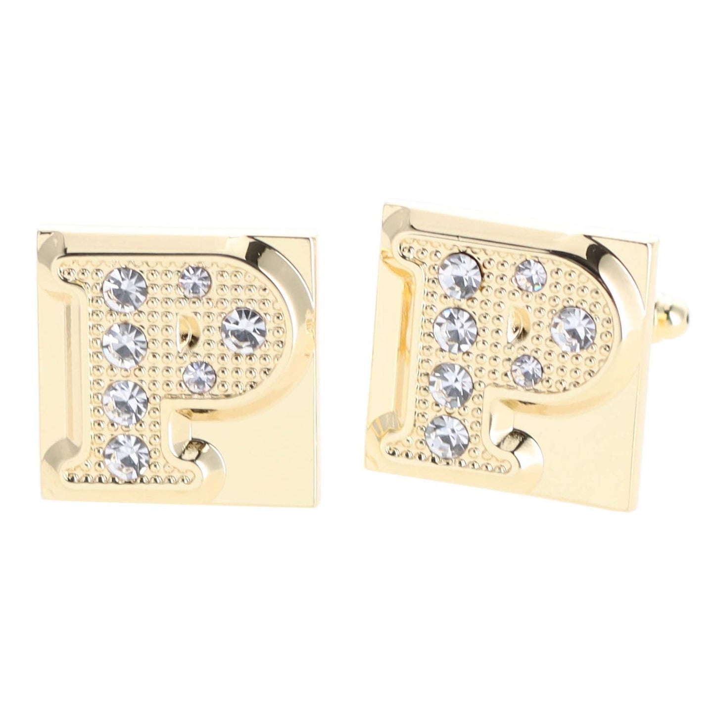 Vittorio Vico Rhinestone Initial Cufflinks in Gift Box - Gold - Initial Cufflinks - Vittorio Vico