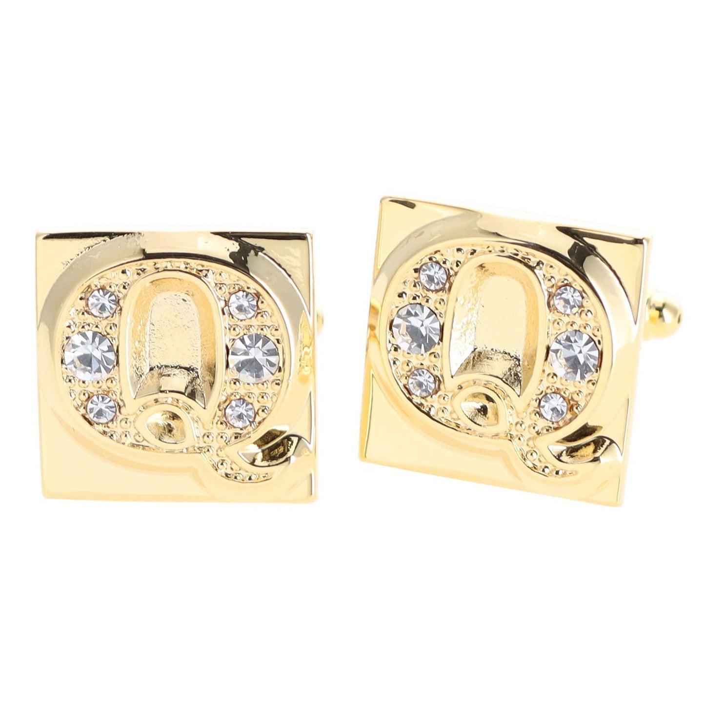Vittorio Vico Rhinestone Initial Cufflinks in Gift Box - Gold - Initial Cufflinks - Vittorio Vico