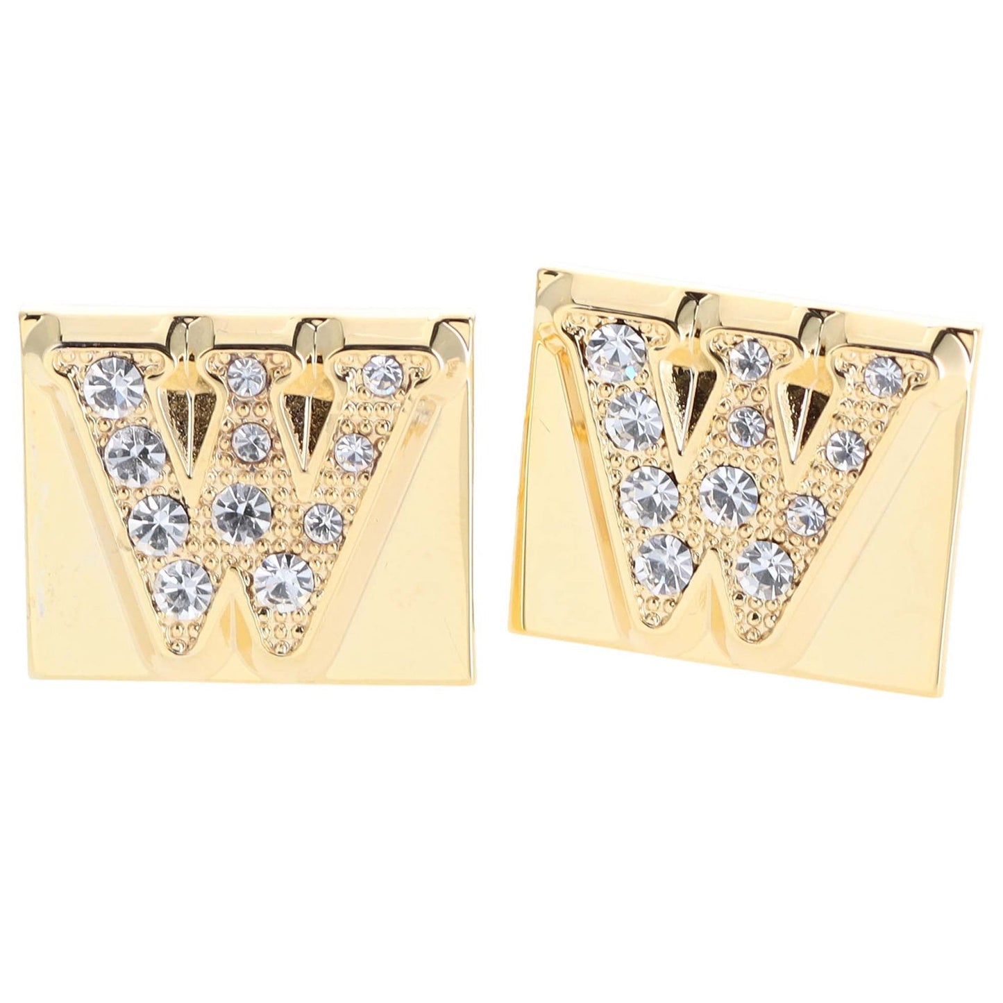 Vittorio Vico Rhinestone Initial Cufflinks in Gift Box - Gold - Initial Cufflinks - Vittorio Vico