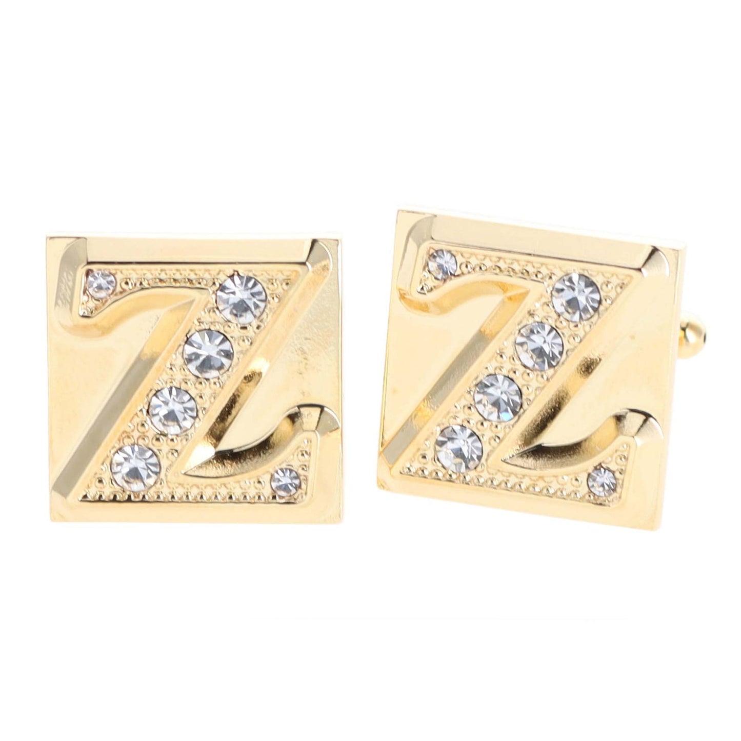 Vittorio Vico Rhinestone Initial Cufflinks in Gift Box - Gold - Initial Cufflinks - Vittorio Vico