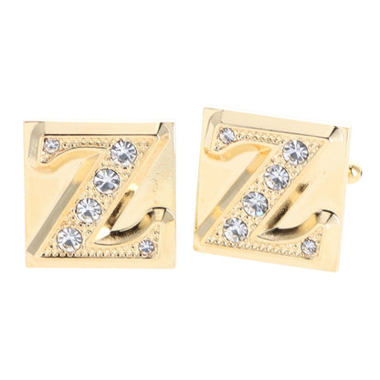 Vittorio Vico Rhinestone Initial Cufflinks in Gift Box - Gold - Initial Cufflinks - Vittorio Vico