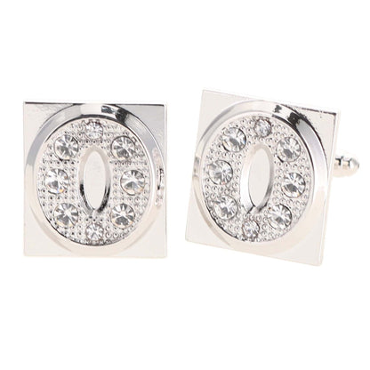 Vittorio Vico Rhinestone Initial Cufflinks in Gift Box - Silver - Initial Cufflinks - Vittorio Vico