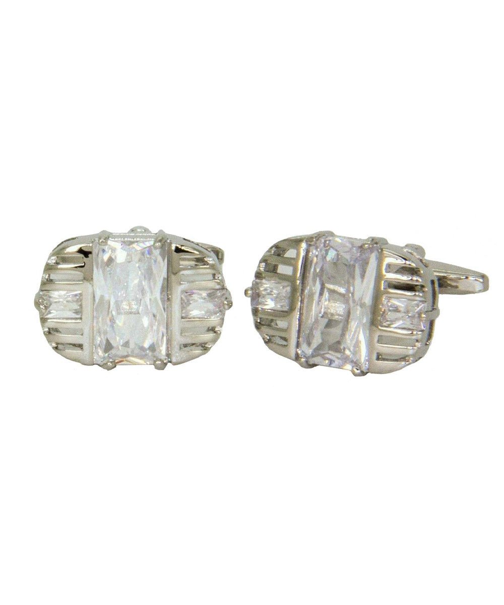 Vittorio Vico Silver Iced Wedding Cufflinks in Gift Box: CL105x Series - CL 1055 - Cufflinks - Vittorio Vico