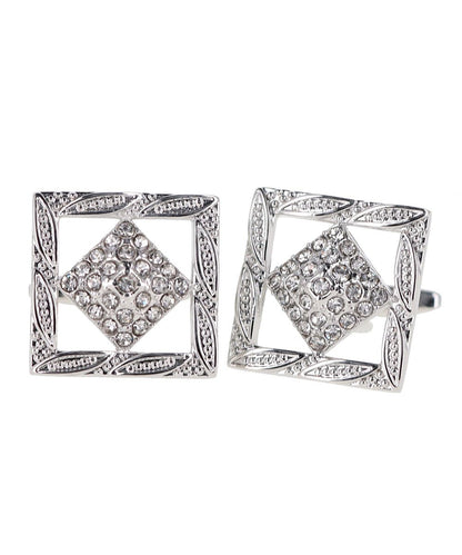 Vittorio Vico Silver Iced Wedding Cufflinks in Gift Box: CL105x Series - CL 1057 - Cufflinks - Vittorio Vico