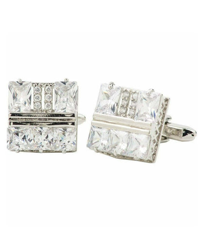 Vittorio Vico Silver Iced Wedding Cufflinks in Gift Box: CL105x Series - CL 1060 - Cufflinks - Vittorio Vico
