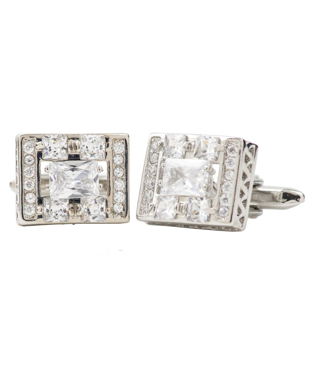 Vittorio Vico Silver Iced Wedding Cufflinks in Gift Box: CL105x Series - CL 1060 - Cufflinks - Vittorio Vico