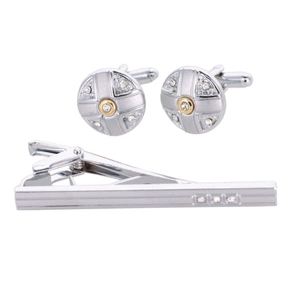 Vittorio Vico Silver Rhinestone Cufflink & Tie Bar Set in Gift Box - CR-089 - Cufflink & Tiebar Set - Vittorio Vico