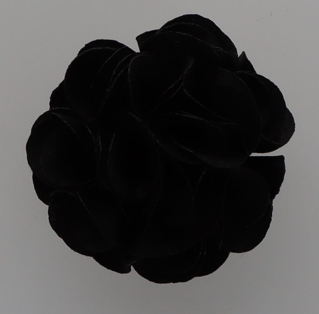 Vittorio Vico Small Satin Flower Lapel Pin - Black - Flower Lapel Pin - Vittorio Vico