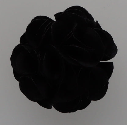 Vittorio Vico Small Satin Flower Lapel Pin - Black - Flower Lapel Pin - Vittorio Vico