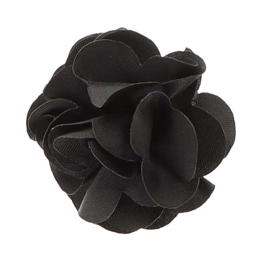 Vittorio Vico Small Satin Flower Lapel Pin - Black - Flower Lapel Pin - Vittorio Vico