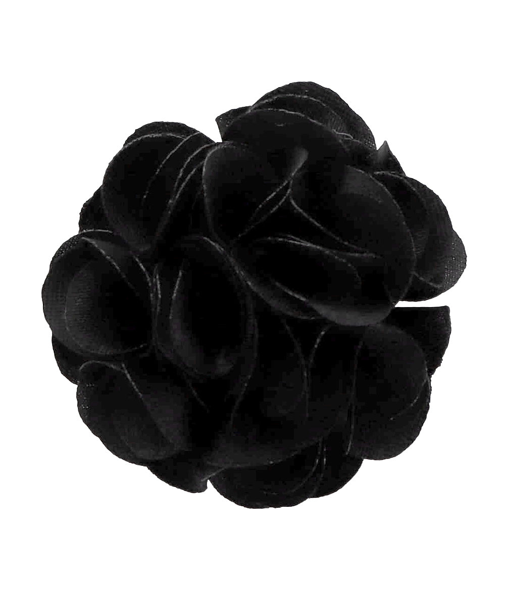 Vittorio Vico Small Satin Flower Lapel Pin - Black - Flower Lapel Pin - Vittorio Vico