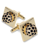 Vittorio Vico Studded Colorstone Crystal Flower Cufflinks: CL12XX Series - Black and Gold - Cufflinks - Vittorio Vico