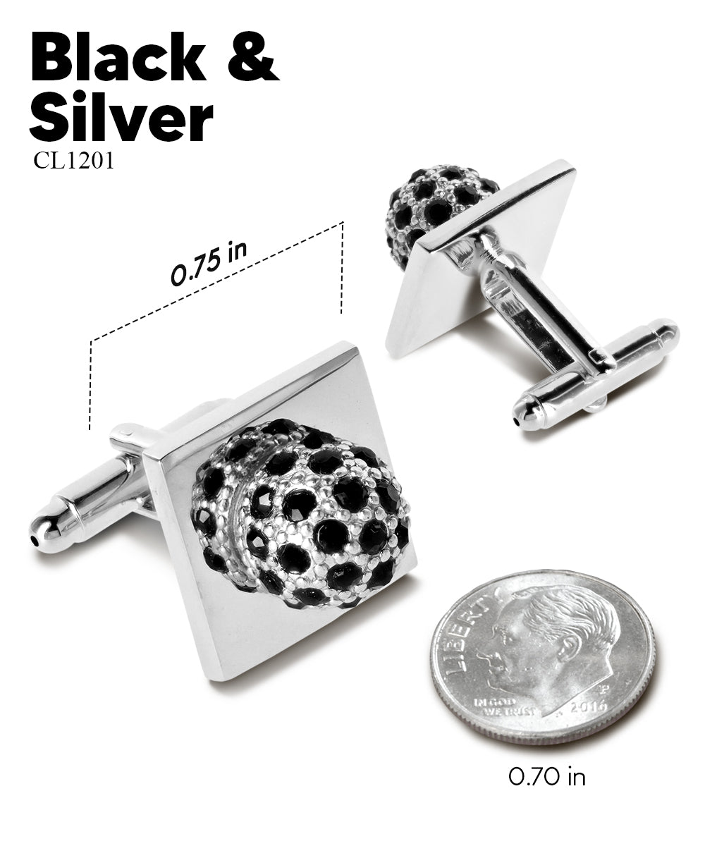 Vittorio Vico Studded Colorstone Crystal Flower Cufflinks: CL12XX Series - Black and Gold - Cufflinks - Vittorio Vico
