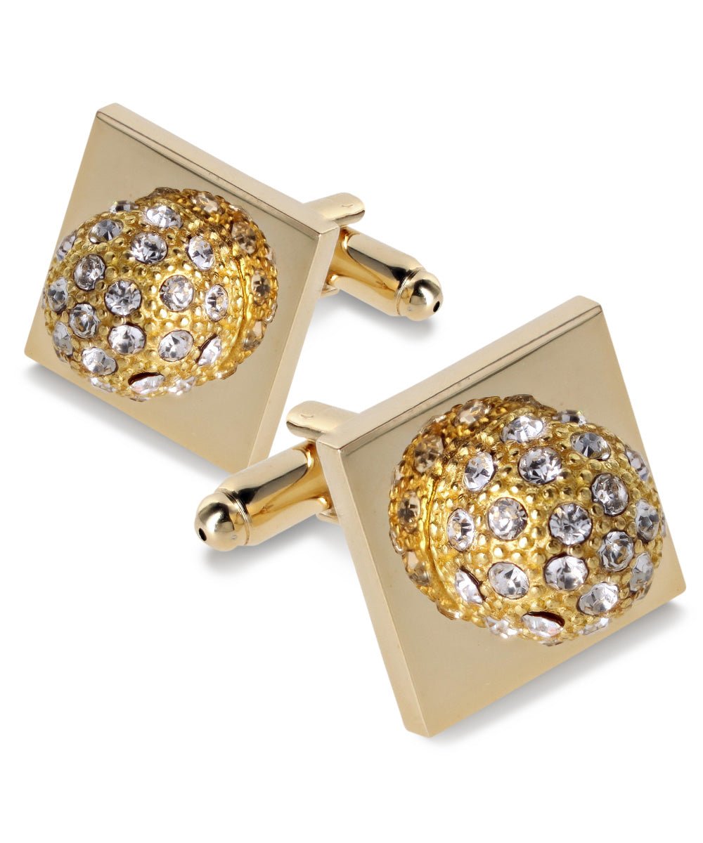 Vittorio Vico Studded Colorstone Crystal Flower Cufflinks: CL12XX Series - Clear and Gold - Cufflinks - Vittorio Vico