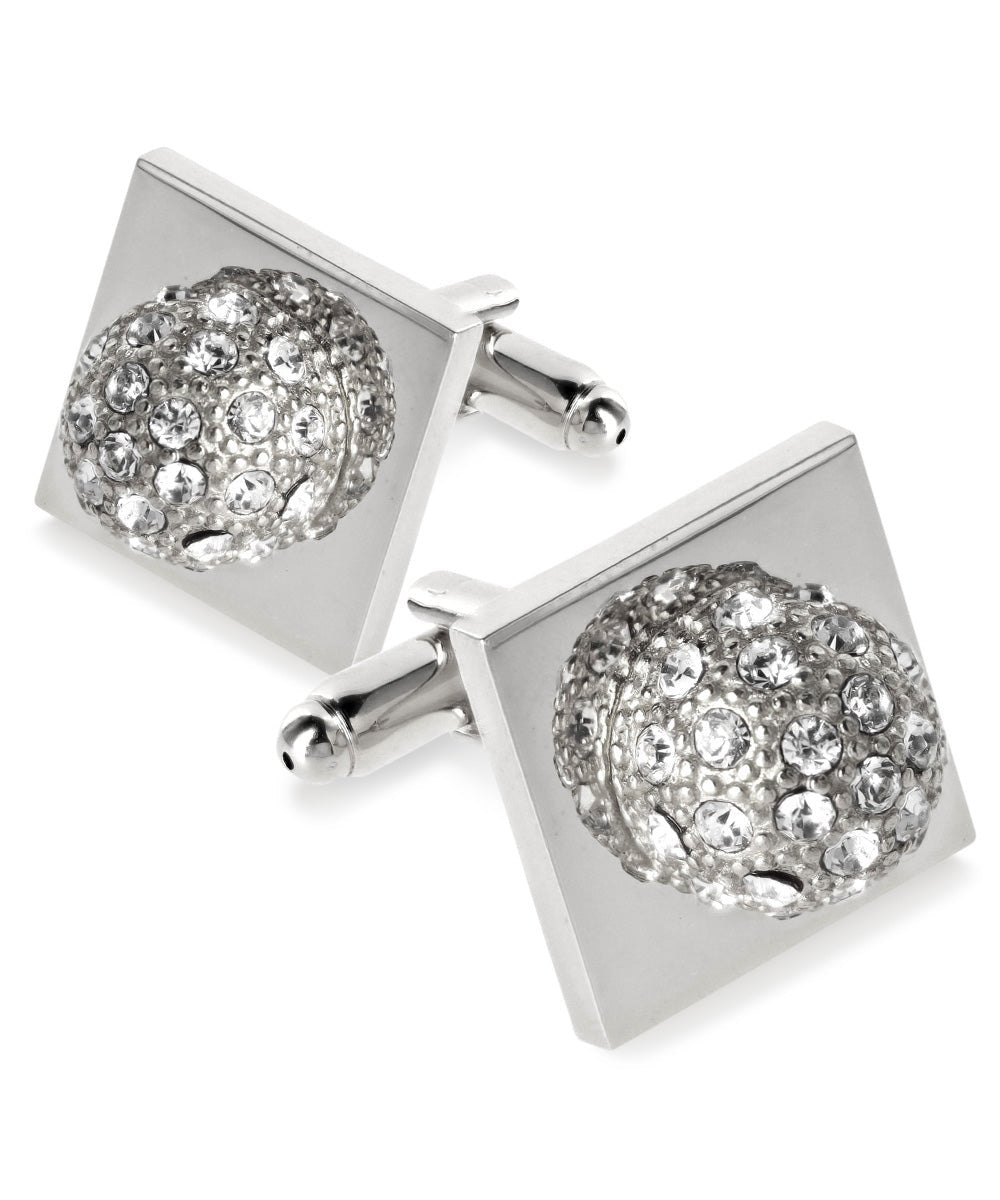 Vittorio Vico Studded Colorstone Crystal Flower Cufflinks: CL12XX Series - Clear and Silver - Cufflinks - Vittorio Vico