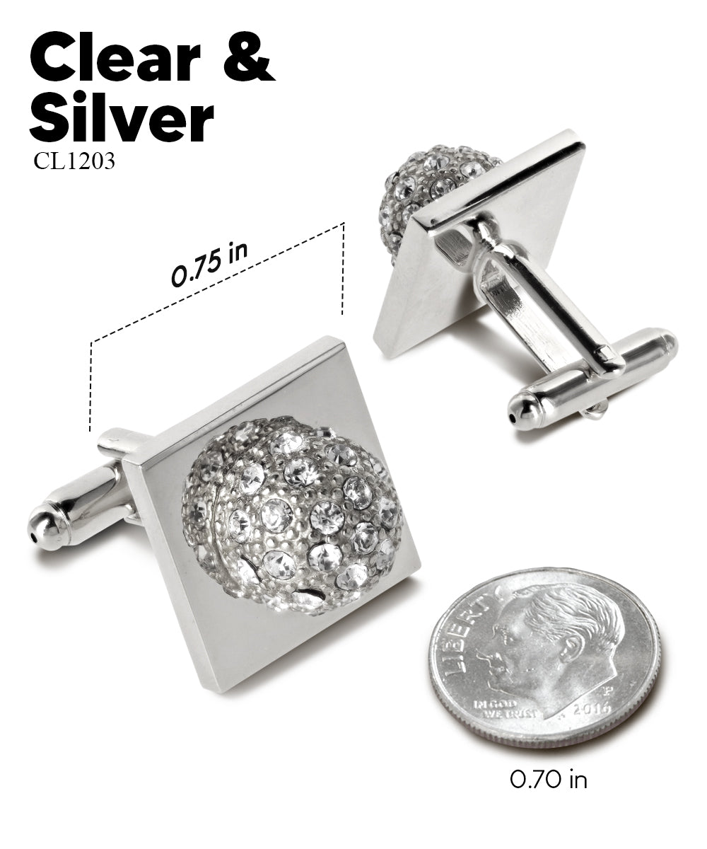 Vittorio Vico Studded Colorstone Crystal Flower Cufflinks: CL12XX Series - Clear and Gold - Cufflinks - Vittorio Vico