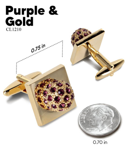Vittorio Vico Studded Colorstone Crystal Flower Cufflinks: CL12XX Series - Purple and Gold - Cufflinks - Vittorio Vico