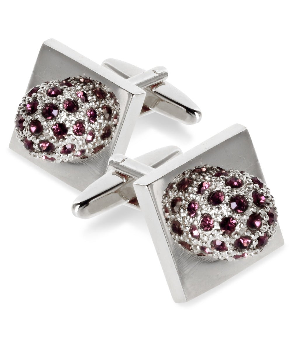 Vittorio Vico Studded Colorstone Crystal Flower Cufflinks: CL12XX Series - Purple and Silver - Cufflinks - Vittorio Vico