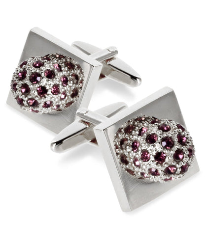 Vittorio Vico Studded Colorstone Crystal Flower Cufflinks: CL12XX Series - Purple and Silver - Cufflinks - Vittorio Vico