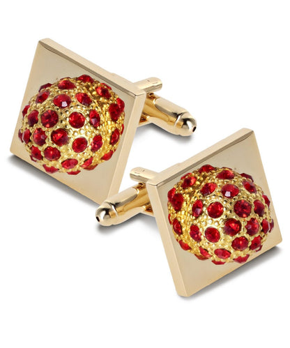 Vittorio Vico Studded Colorstone Crystal Flower Cufflinks: CL12XX Series - Red and Gold - Cufflinks - Vittorio Vico