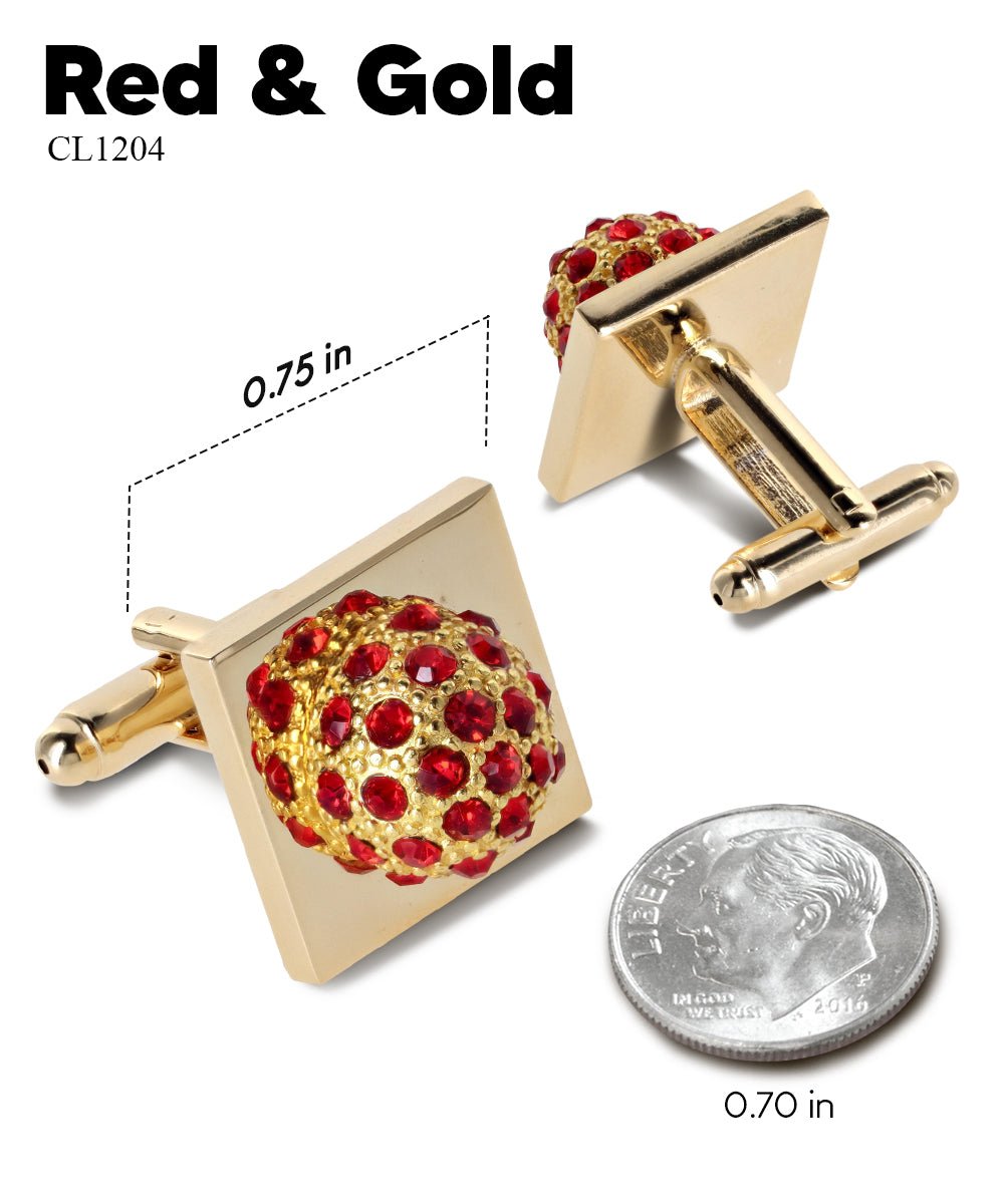 Vittorio Vico Studded Colorstone Crystal Flower Cufflinks: CL12XX Series - Red and Gold - Cufflinks - Vittorio Vico