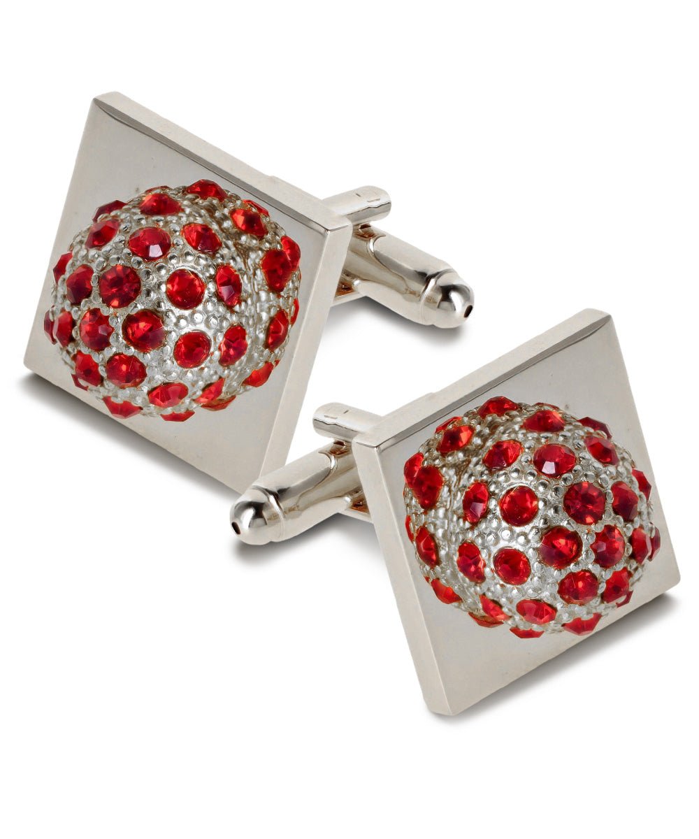Vittorio Vico Studded Colorstone Crystal Flower Cufflinks: CL12XX Series - Red and Silver - Cufflinks - Vittorio Vico