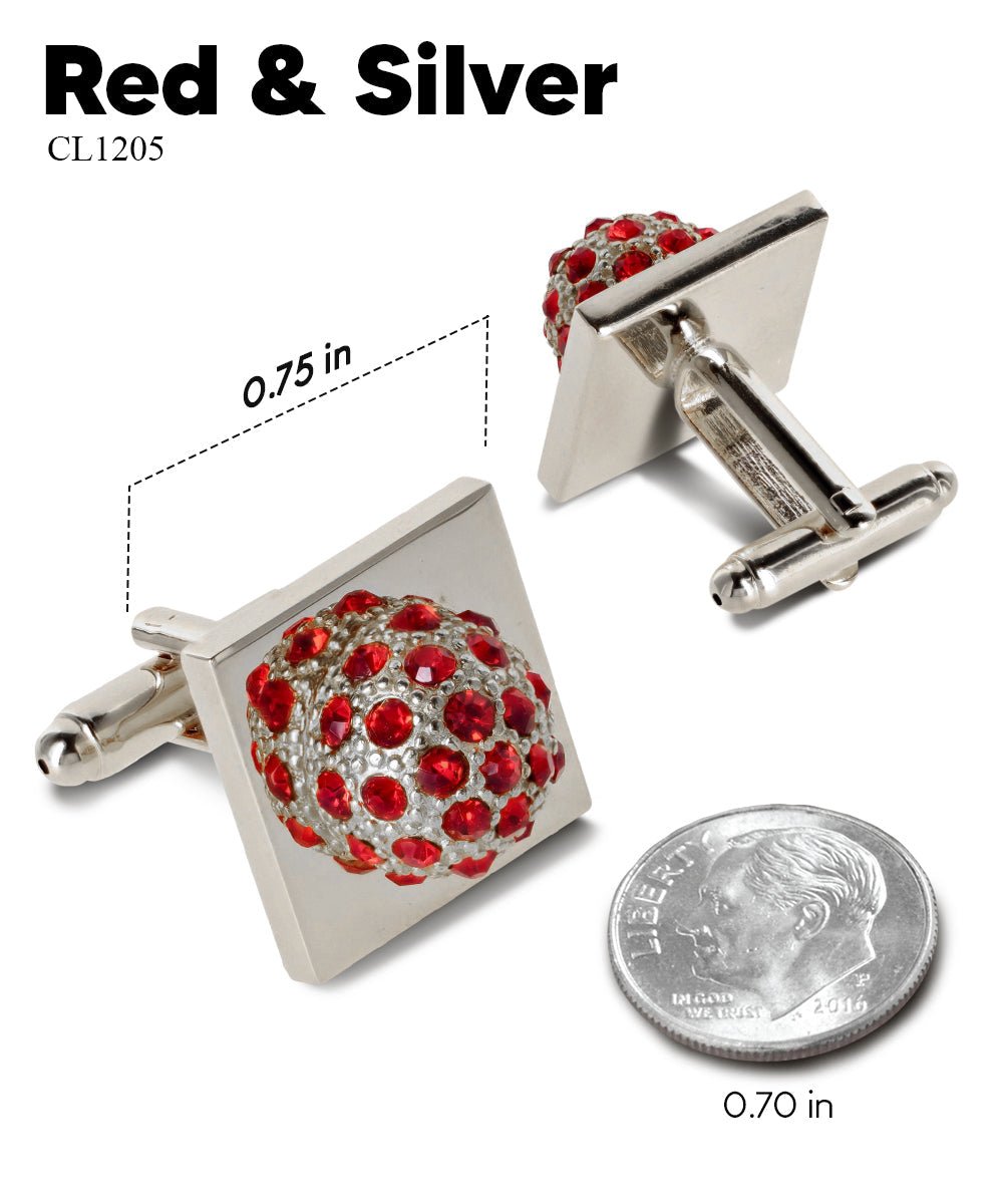 Vittorio Vico Studded Colorstone Crystal Flower Cufflinks: CL12XX Series - Red and Silver - Cufflinks - Vittorio Vico