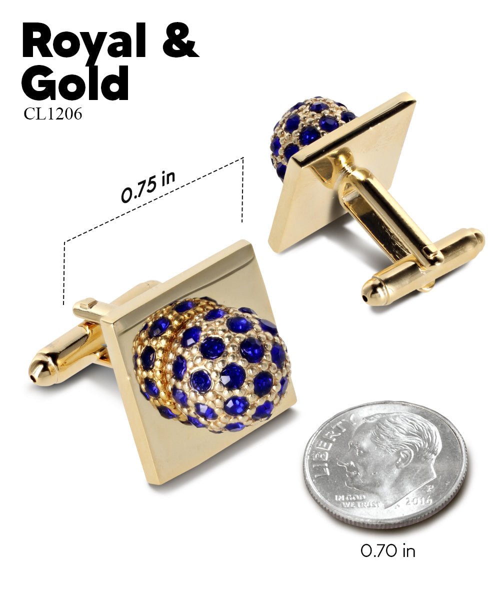 Vittorio Vico Studded Colorstone Crystal Flower Cufflinks: CL12XX Series - Royal Blue and Gold - Cufflinks - Vittorio Vico