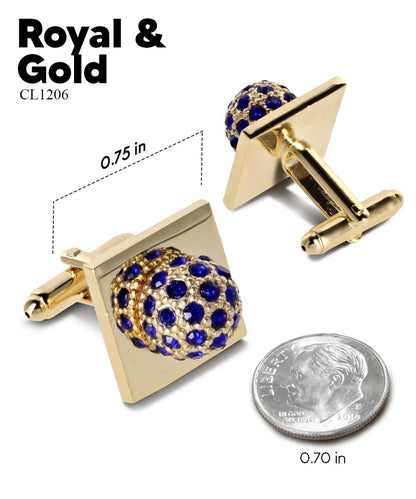 Vittorio Vico Studded Colorstone Crystal Flower Cufflinks: CL12XX Series - Royal Blue and Gold - Cufflinks - Vittorio Vico