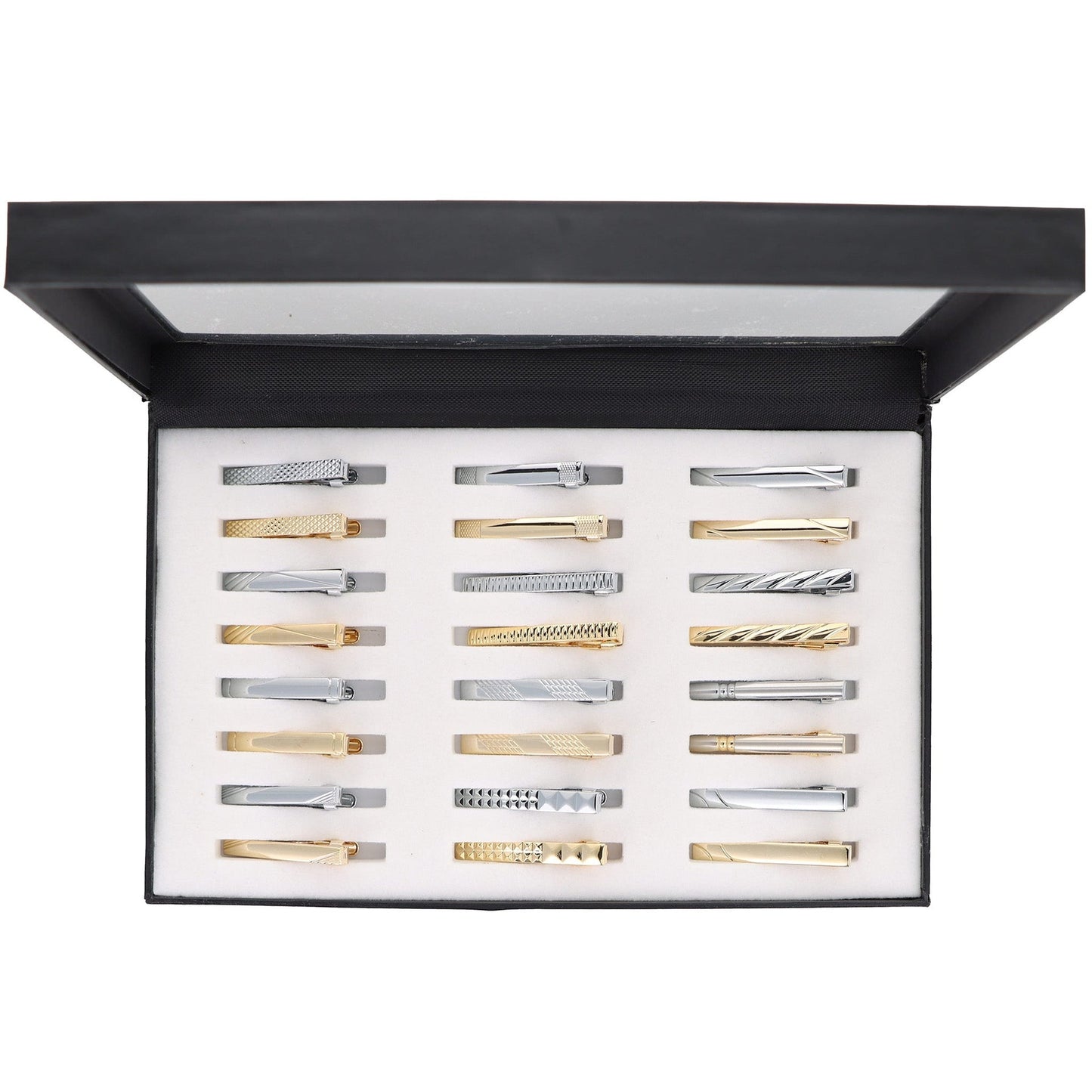 Vittorio Vico Tie Bars in Presentation Box: 24 Pack - Gold and Silver - Tie Bar - Vittorio Vico