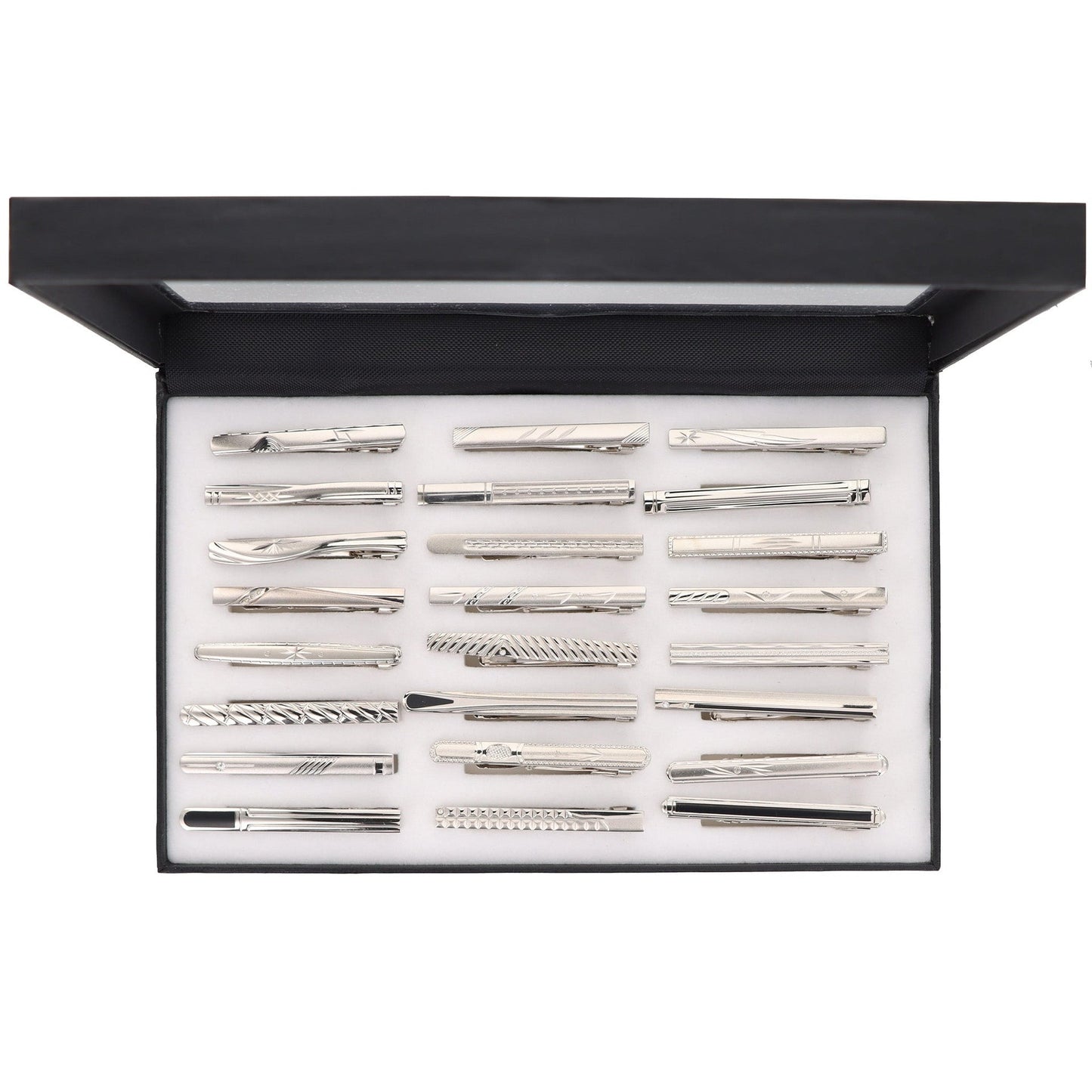 Vittorio Vico Tie Bars in Presentation Box: 24 Pack - Silver - Tie Bar - Vittorio Vico